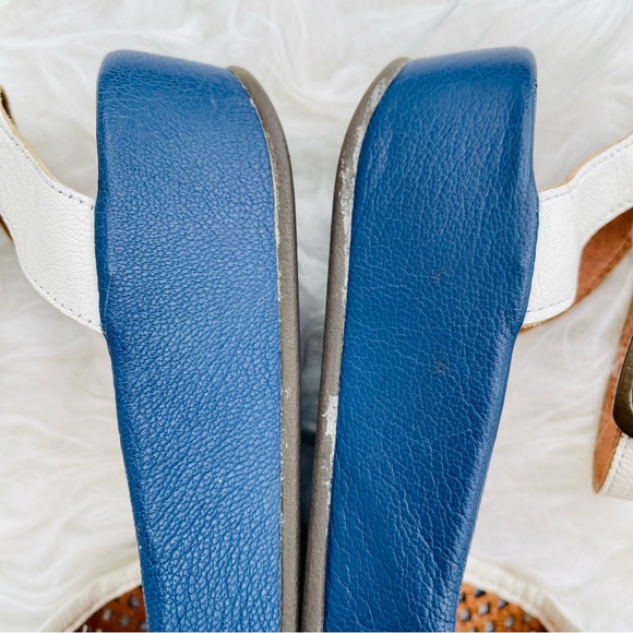 Fly London Navy Blue Perforated Mesh Leather Low Platform Sandal - Picture 8 of 16